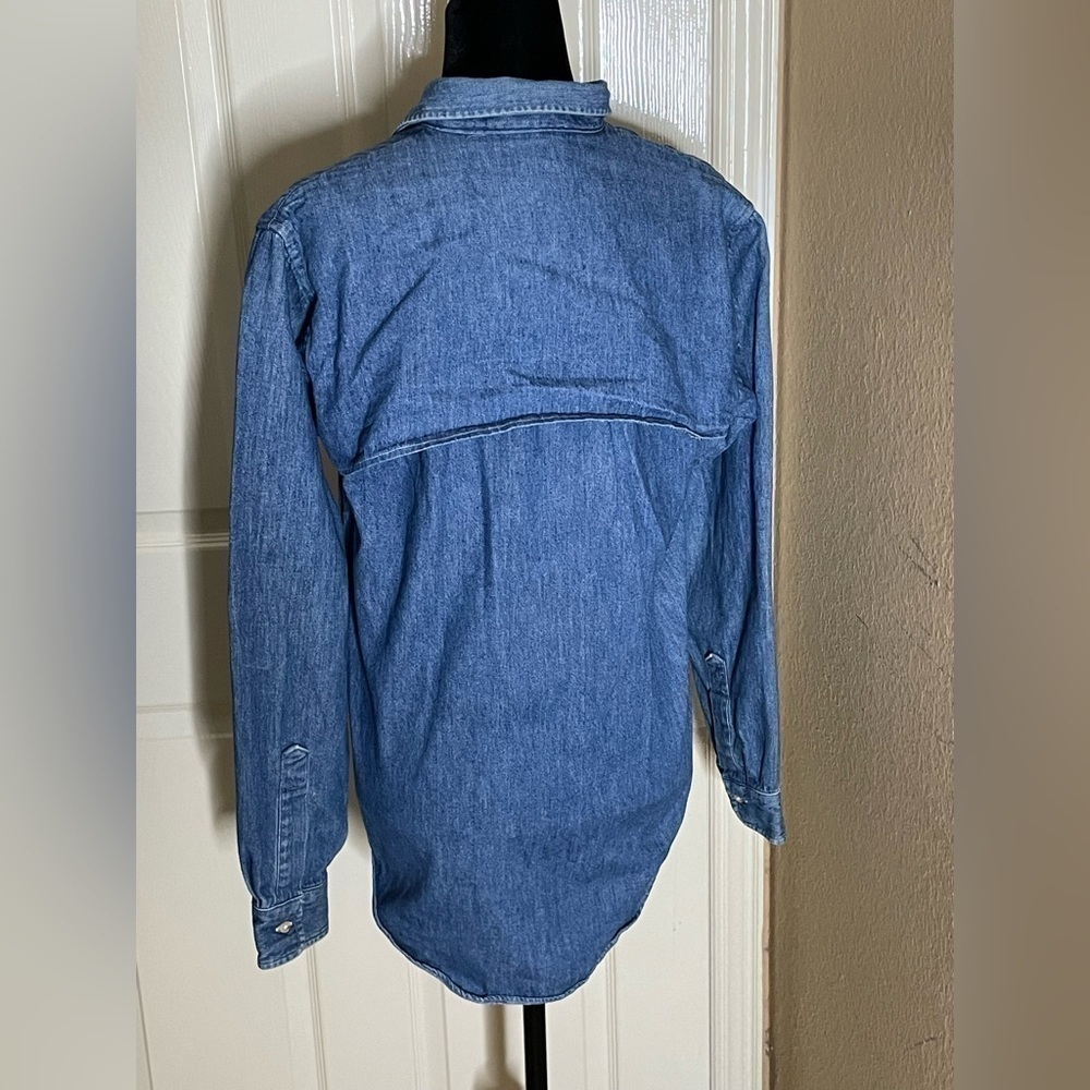 Vintage Polo Ralph Lauren  Denim Shirt/rain Flap Med​​​​​​​​​​​​​ - Picture 8 of 13